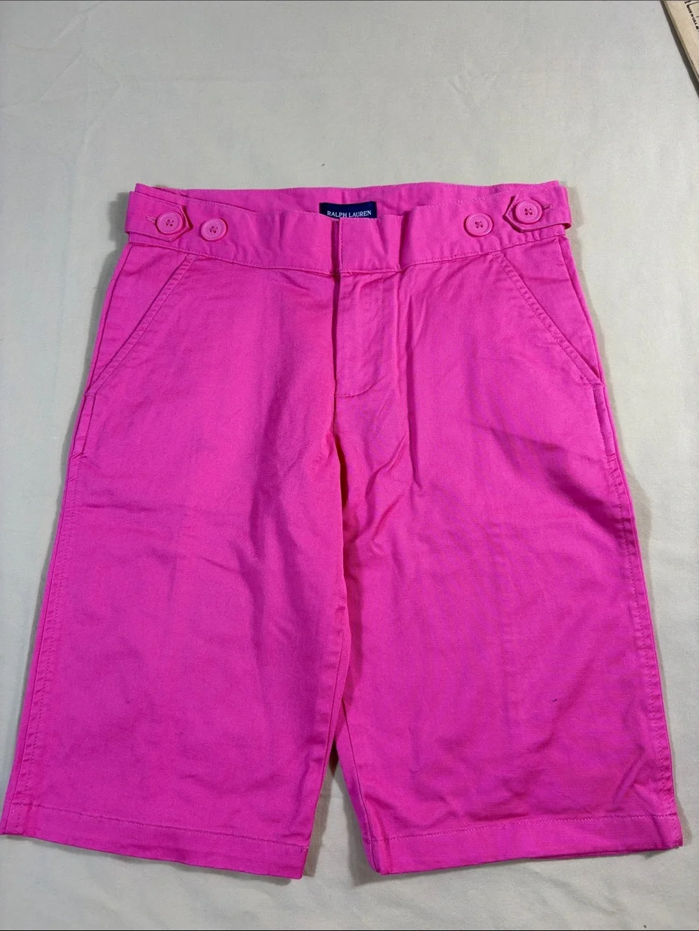 NWT Polo‎ Ralph Lauren Hot Pink Stretch Bermuda Shorts Andover Pink Sz 14 Cotton